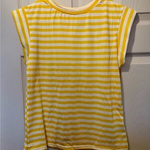 Casual Yellow and White Striped Short Sleeve Top
